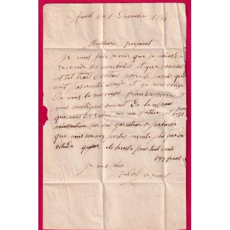 N°4 PC 1354 FUMEL LOT ET GARONNE CAD TYPE 14 POUR BORDEAUX LETTRE COVER