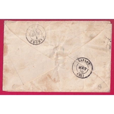 N°14 PC 1354 FUMEL LOT ET GARONNE CAD TYPE 14 1855 POUR SARLAT DORDOGNE INDICE 14 LETTRE COVER
