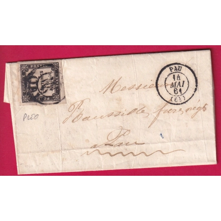 TAXE N°2 BDF PREOBLITERE DE PAU BASSES PYRENEES POUR PAU 1861 RARE LETTRE COVER