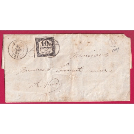 TAXE N°2 CAD TYPE 15 ARUDY BASSES PYRENEES 1859 BOITE RURALE D NAY POUR ARUDY LETTRE COVER