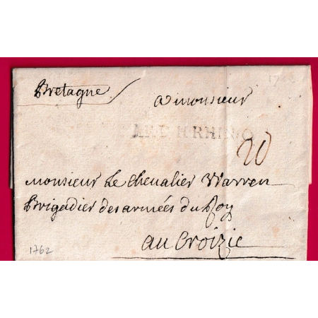 MARQUE ARMEE DU HAUT RHIN 1762 TEXTE ESCHWEGE ALLEMAGNE POUR LE CROISIC LOIRE INFERIEURE LETTRE COVER