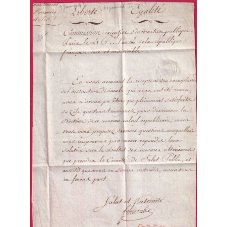 FRANCHISE COMMISSION INSTRUCTION PUBLIQUE AN2 1794 SIGNE FOURCADE POUR PERPIGNAN PYRENEES ORIENTALES LETTRE COVER