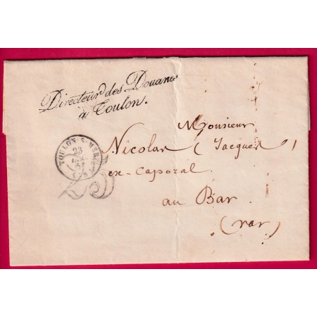 FRANCHISE DIRECTEUR DES DOUANES DE TOULON VAR POUR BAR SUR LOUPS LETTRE COVER