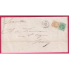 N°53 59 GC 519 BOLOGNE SUR MARNE HAUTE MARNE POUR NANCY MEURTHE 1872 LETTRE COVER