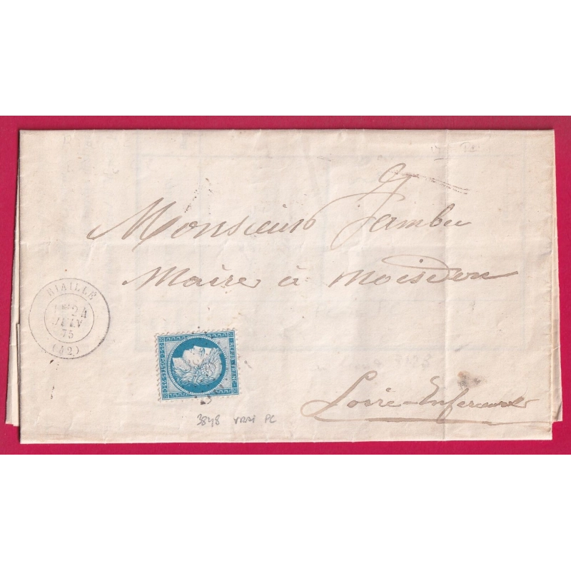 N°60 PC DU GC 3848 REEMPLOI TARDIF DU PC RIALLE LOIRE INFERIEURE POUR MOISDON INDICE 17 LETTRE COVER