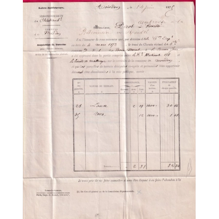 N°60 PC DU GC 3848 REEMPLOI TARDIF DU PC RIALLE LOIRE INFERIEURE POUR MOISDON INDICE 17 LETTRE COVER