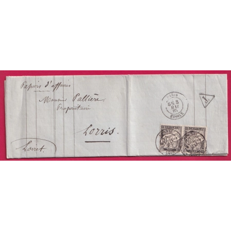 RARE PAPIERS AFFAIRES TAXE A 60C 2X30C NOIR TYPE DUVAL PARIS ETOILE POUR LORRIS LOIRET TIMBRE FISCAL DANS TEXTE LETTRE