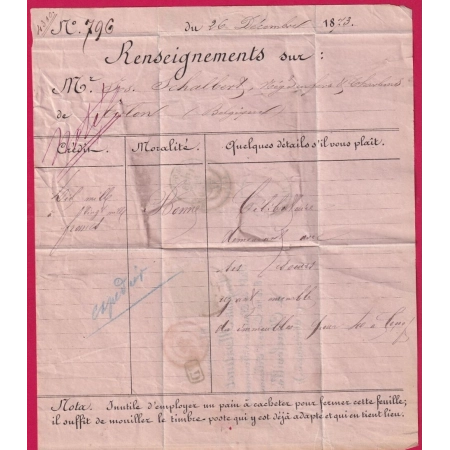 BELGIQUE N°30 TARIF FRONTALIER ARLON POUR CHARLEVILLE ARDENNES 1873 ENTREE BELGIQUE LONGWY LETTRE COVER