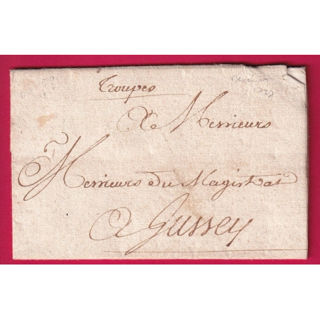MARQUE MANUSCRIT MILITAIRE TROUPES DE BESANCON DOUBS 1727 POUR JUSSEY HAUTE SAONE LETTRE COVER