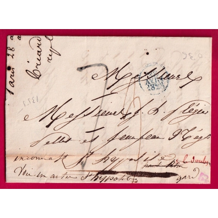 DEBOURSE DEB 24 ST HYPPOLYTE SUR LE DOUBS 1828 DEPART PARIS POUR ST HIPPOLYTE DU GARD INDICE 21 LETTRE COVER