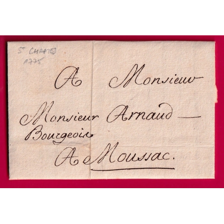 LETTRE PAR PORTEUR DE ST CHAPTES GARD 1775 POUR MOUSSAC LETTRE COVER
