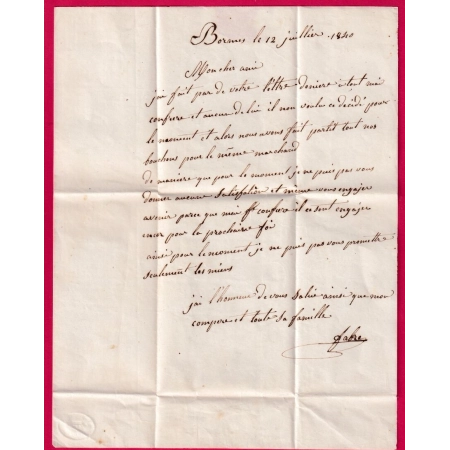 CAD TYPE 12 HYERES VAR 1840 DECIME RURALE OR DE BORMES LES MIMOSAS POUR LA GARDE FREINET LETTRE COVER