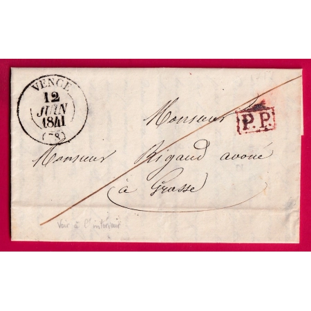 CAD TYPE 13 VENCE VAR PP ROUGE TEXTE MAIRIE DE VENCE POUR GRASSE ALPES MARITIMES LETTRE COVER