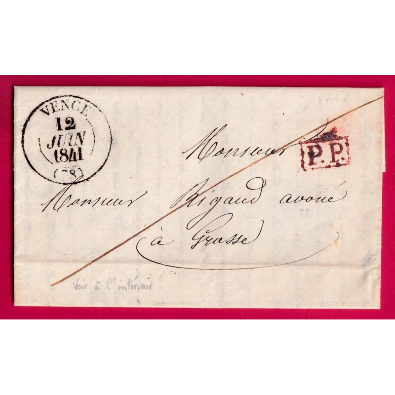 CAD TYPE 13 VENCE VAR PP ROUGE TEXTE MAIRIE DE VENCE POUR GRASSE ALPES MARITIMES LETTRE COVER