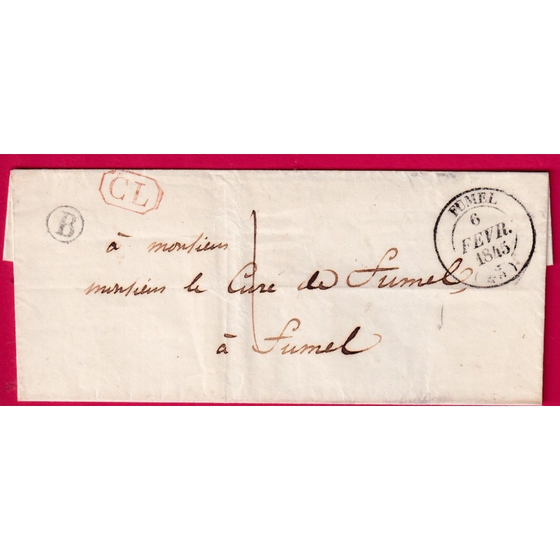 CAD TYPE 14 FUMEL LOT ET GARONNE CL TAXE LOCALE BOITE RURALE B POUR FUMEL LETTRE COVER