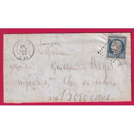 N°4 PC 1672 LAUZUN LOT ET GARONNE POUR BORDEAUX LETTRE COVER