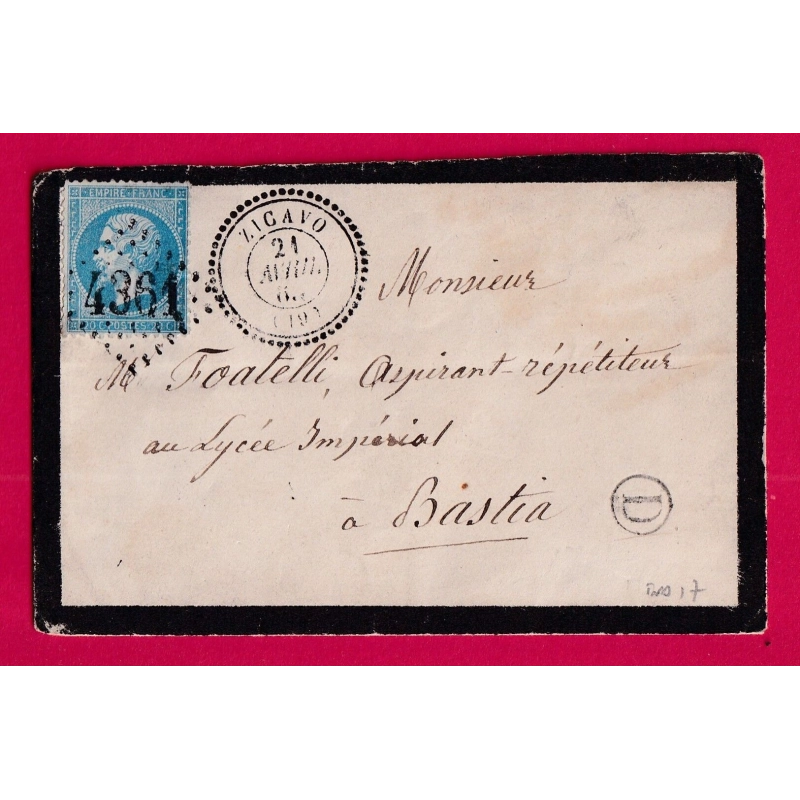 N°22 GC 4361 ZICAVO CORSE CAD TYPE 22 POUR BASTIA INDICE 17 BOITE RURALE D LETTRE COVER