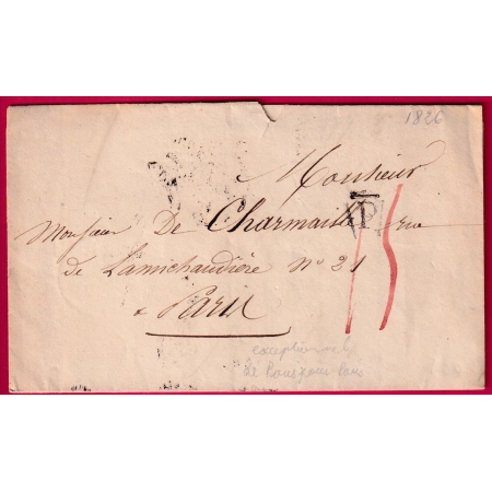 RARE UTILISATION DE LA MARQUE P  DE PARIS DANS PARIS INTRA MUROS 1826 TAXE 15 MANUSCRIT LETTRE COVER
