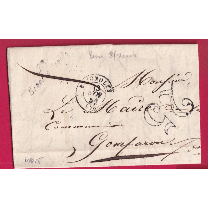CURSIVE 78 BESSE SUR ISOLE VAR 1850 T15 BRIGNOLES POUR GONFARON INDICE 15 LETTRE COVER