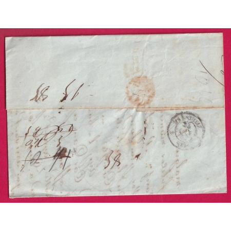 CAD OUTREMER TOULON EN ROUGE VAR TEXTE DE TUNIS TUNISIE 1852 POUR MARSEILLE LETTRE COVER
