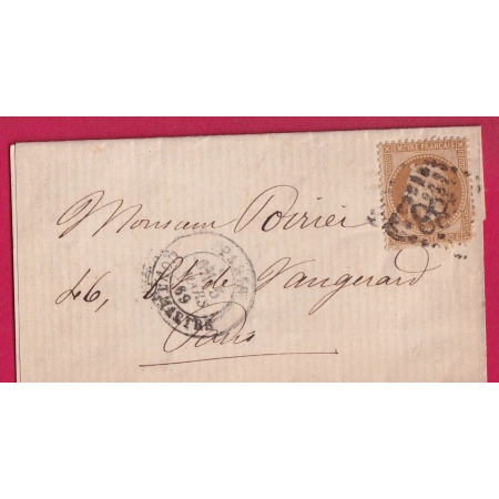 N°28 GC 2488 PARIS MONTMARTRE RECETTES REUNIES POUR PARIS 1869 LETTRE COVER