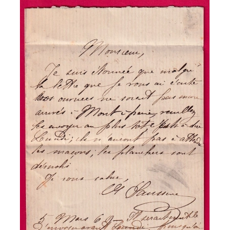 N°28 GC 2488 PARIS MONTMARTRE RECETTES REUNIES POUR PARIS 1869 LETTRE COVER