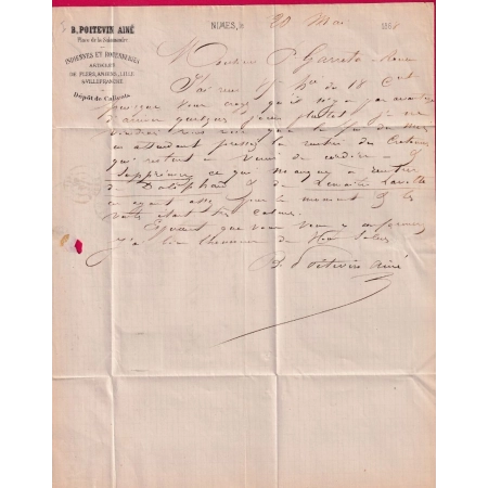 N°29 CAD GARE DE NIMES TYPE 15 POUR ROUEN SEINE INFERIEURE LETTRE COVER