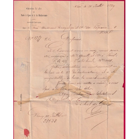 N°28 PC DU GC 2656 NICE ALPES MARITIMES POUR NICE CACHET DE GARE AU DOS LETTRE COVER