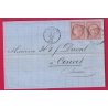 N°54 PAIRE CAD TYPE 16 PONTARLIER DOUBS TARIF FRONTALIER POUR COUVET SUISSE LETTRE COVER