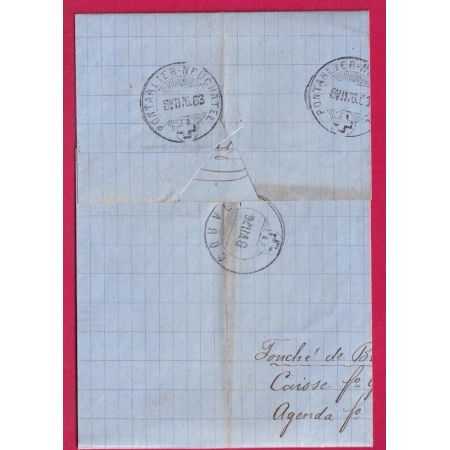 N°54 PAIRE CAD TYPE 16 PONTARLIER DOUBS TARIF FRONTALIER POUR COUVET SUISSE LETTRE COVER