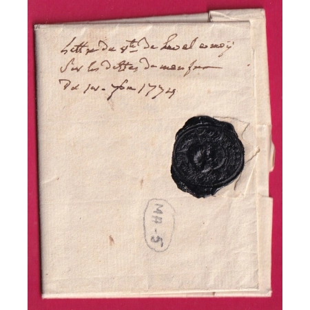 MARQUE THIONVILLE MOSELLE 1774 LENAIN N°3 POUR MIRANDE LOT ET GARONNE TAXE 18 INDICE 15 LETTRE COVER