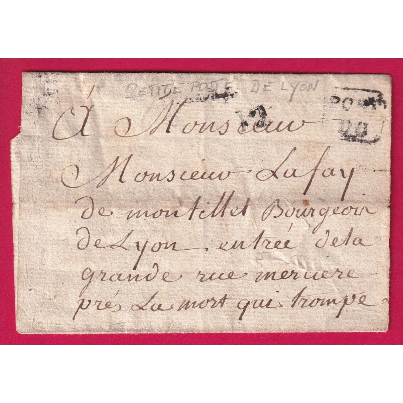 PETITE POSTE DE LYON POUR LYON RUE MERCIERE LETTRE COVER