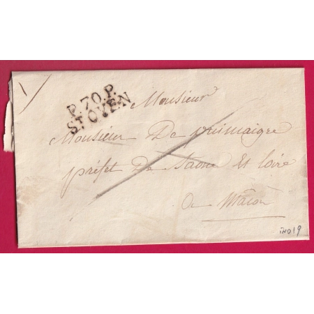 MARQUE P70P ST OYEN SAONE ET LOIRE POUR MACON 1830 INDICE 19 LETTRE COVER