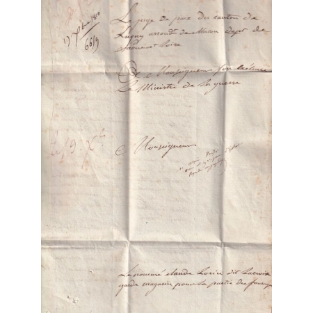 MARQUE 70 ST OYEN SAONE ET LOIRE FRANCHISE LE JUGE DE PAIX DE LUGNY POUR PARIS 1810 LETTRE COVER