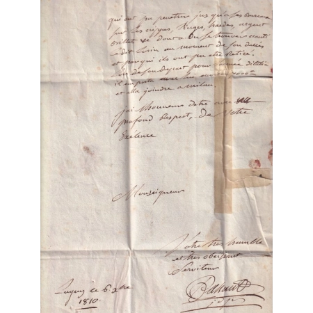 MARQUE 70 ST OYEN SAONE ET LOIRE FRANCHISE LE JUGE DE PAIX DE LUGNY POUR PARIS 1810 LETTRE COVER