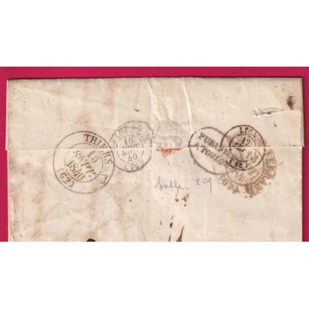 MARQUE PURIFIEE A TOULON VAR DEPART ALGER ALGERIE 1840 POUR TREMOULIN LOIRE PUIS CLERMONT PUY DE DOME LETTRE COVER