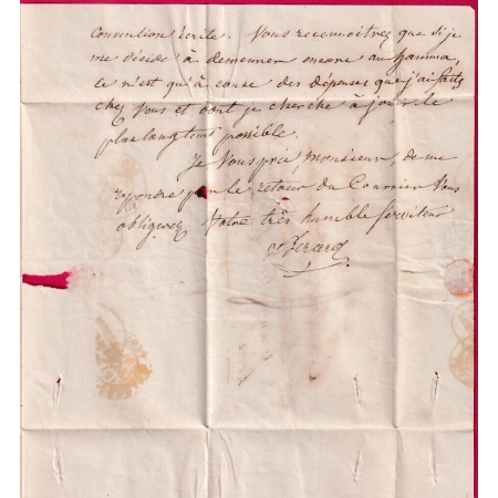 MARQUE PURIFIEE A TOULON VAR DEPART ALGER ALGERIE 1840 POUR TREMOULIN LOIRE PUIS CLERMONT PUY DE DOME LETTRE COVER
