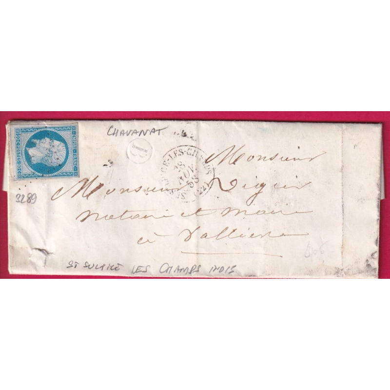 N°14 PC 3289 ST SULPICE LES CHAMPS CREUSE BOITE RURALE B CHAVANAT LETTRE COVER