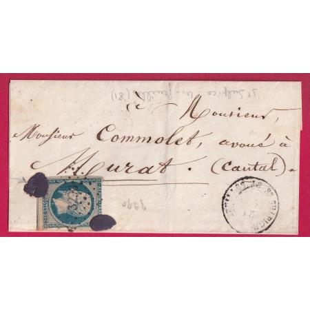 CURIOSITE N°10 COLLE PAR CACHET DE CIRE PC 3290 ST SULPICE LES FEUILLES HAUTE VIENNE POUR MURAT CANTAL LETTRE COVER