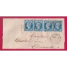 N°14B SUR AZURE BANDE DE 4 TTB PC 2294 NORT LOIRE INFERIEURE POUR CHATEAUBRIANT LETTRE COVER