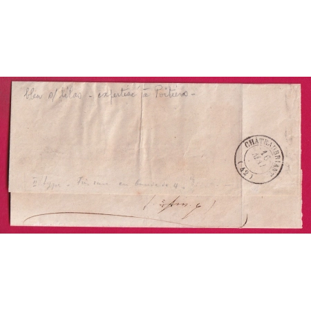 N°14B SUR AZURE BANDE DE 4 TTB PC 2294 NORT LOIRE INFERIEURE POUR CHATEAUBRIANT LETTRE COVER