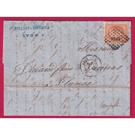 N°16 ORANGE SUR PAILLE BELLE NUANCE PC 1818 LYON RHONE POUR FLAVIAC ARDECHE LETTRE COVER