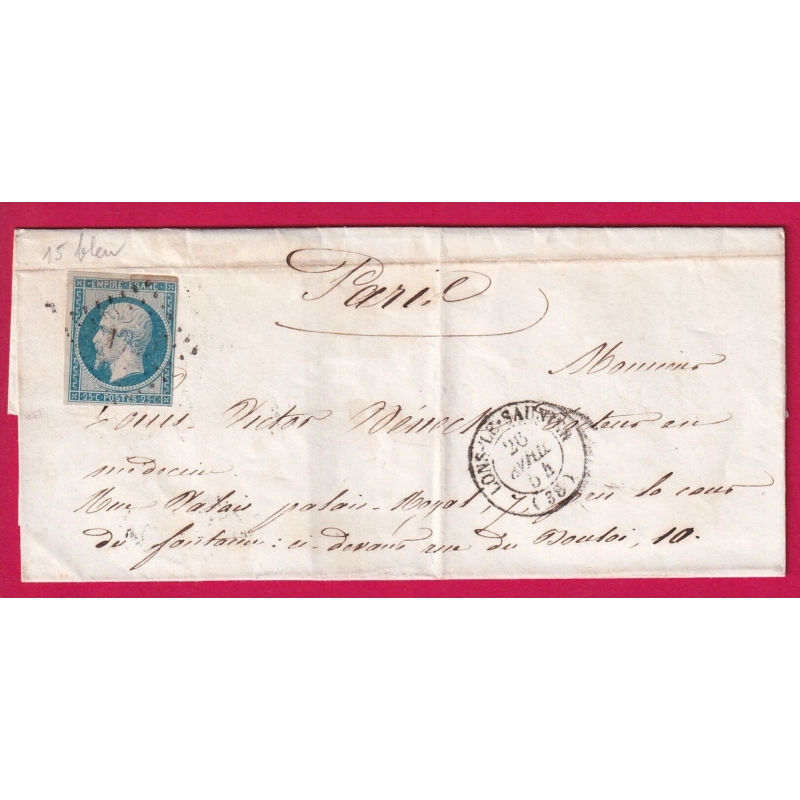 N°15 PC 1759 LONS LE SAULNIER JURA POUR PARIS LETTRE COVER