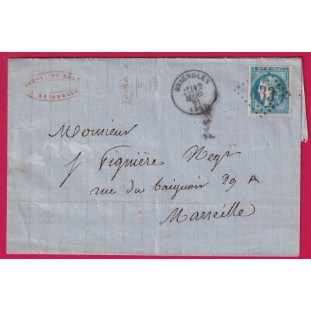 N°46B GC 633 BRIGNOLES VAR POUR MARSEILLE LETTRE COVER