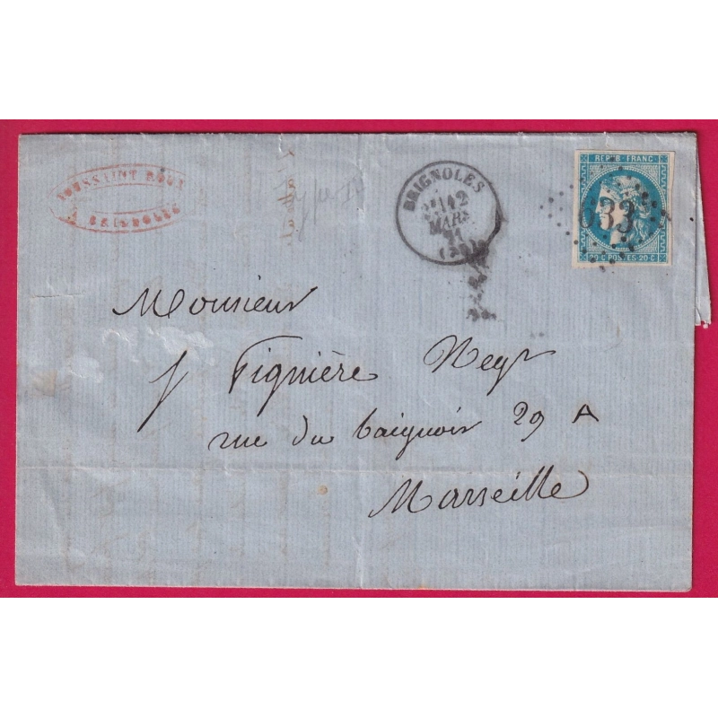 N°46B GC 633 BRIGNOLES VAR POUR MARSEILLE LETTRE COVER