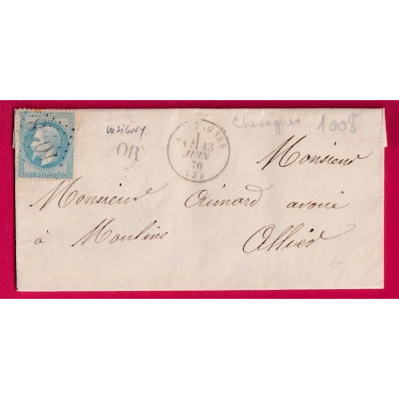 N°29 GC 1008 CHEVAGNES ALLIER OR LUSIGNY POUR MOULINS LETTRE COVER