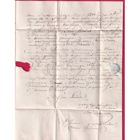 MARQUE P63P ARGELLES HAUTES PYRENEES 1826 POUR PARIS INDICE 15 LETTRE COVER