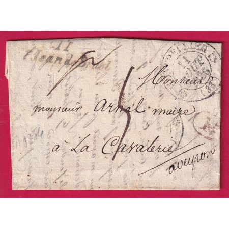 CAD TYPE 12 MONTPELLIER HERAULT 1836 + CURSIVE 11 ST JEAN DE BRUEL AVEYRON POUR LA CAVALERIE LETTRE COVER