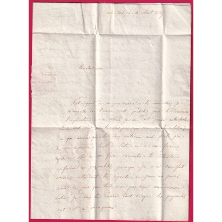 CAD TYPE 13 PERIGUEUX DORDOGNE BOITE RURALE C FAIX ?? DECIME RURAL POUR MONTPELLIER 1837 LETTRE COVER