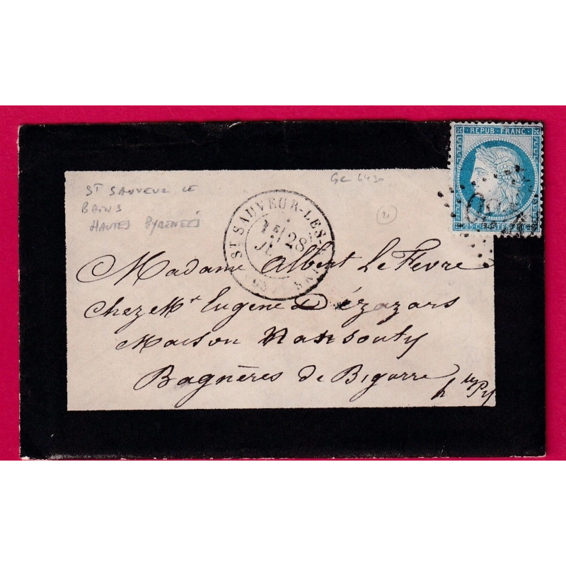N°60 GC 6430 ST SAUVEUR LES BAINS HAUTES PYRENEES RARE INDICE 21 POUR BAGNERES DE BIGORRE LETTRE COVER